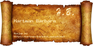 Hartman Barbara névjegykártya
